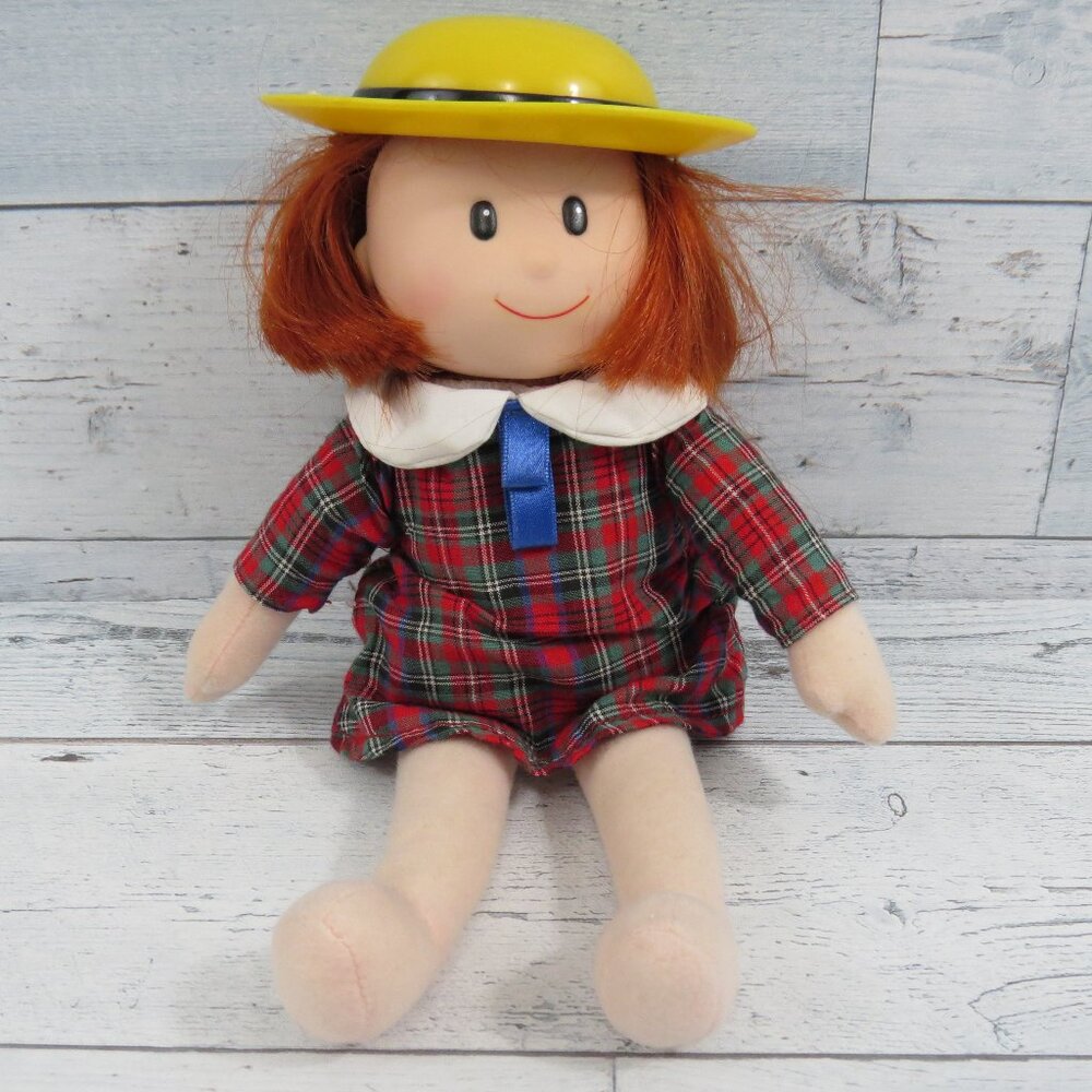 Vintage Kids Gifts Madeline 12" Plush Soft Stuffed Doll Vinyl Head Hat 2000